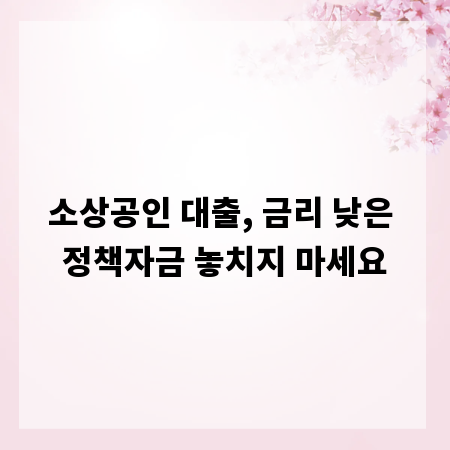 소상공인 대출, 금리 낮은 정책자금 놓치지 마세요
