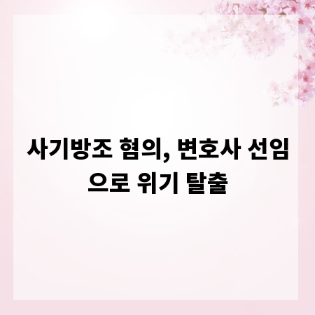 사기방조 혐의, 변호사 선임으로 위기 탈출