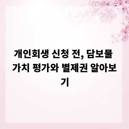 개인회생 신청 전, 담보물 가치 평가와 별제권 알아보기