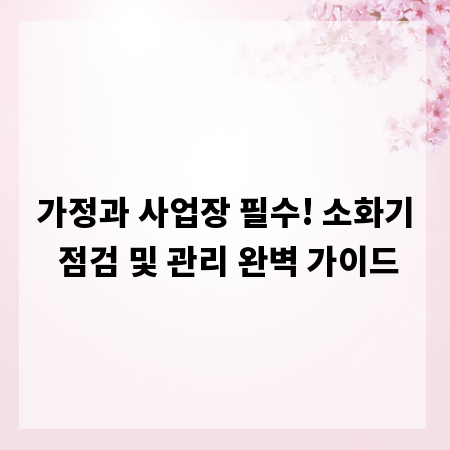 가정과 사업장 필수! 소화기 점검 및 관리 완벽 가이드