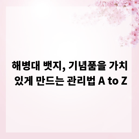 해병대 뱃지, 기념품을 가치 있게 만드는 관리법 A to Z