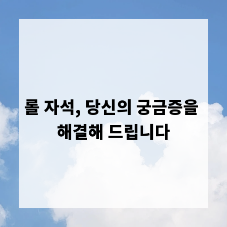 롤 자석, 당신의 궁금증을 해결해 드립니다