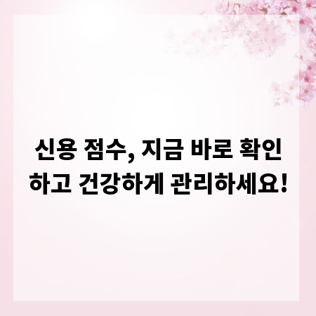 신용 점수, 지금 바로 확인하고 건강하게 관리하세요!