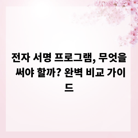 전자 서명 프로그램, 무엇을 써야 할까? 완벽 비교 가이드