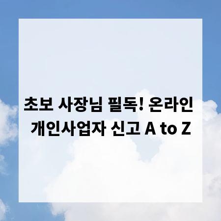 초보 사장님 필독! 온라인 개인사업자 신고 A to Z