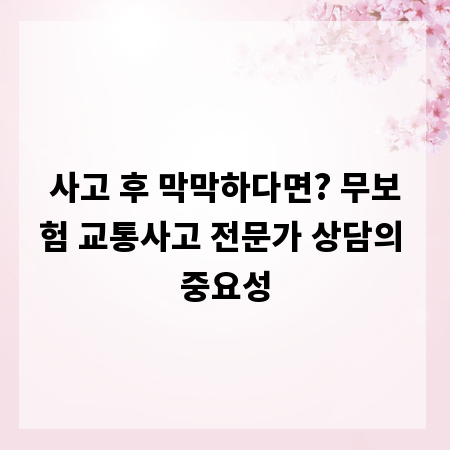 사고 후 막막하다면? 무보험 교통사고 전문가 상담의 중요성