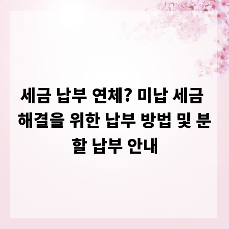 세금 납부 연체? 미납 세금 해결을 위한 납부 방법 및 분할 납부 안내