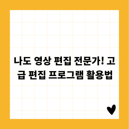 나도 영상 편집 전문가! 고급 편집 프로그램 활용법